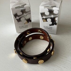 Tory Burch Double Banded Leather Bracelet & 2 Tory Burch Samples